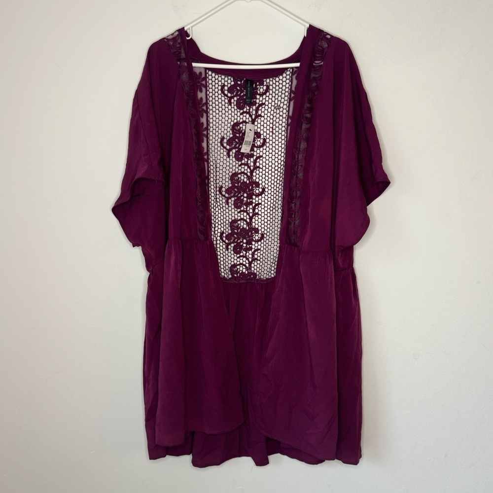Lane Bryant Lace Short sleeves Pink Open Cardigan Size 22 NWT Lightweight